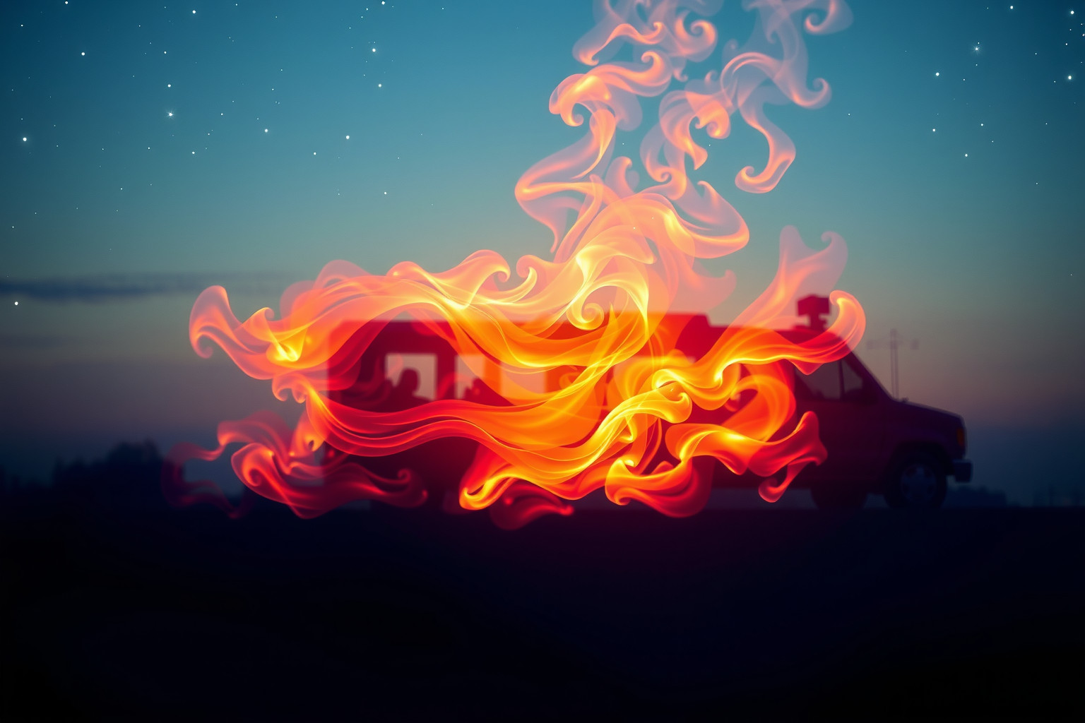 Sognare incendio in veicolo simboleggia cambiamenti improvvisi e pericoli.