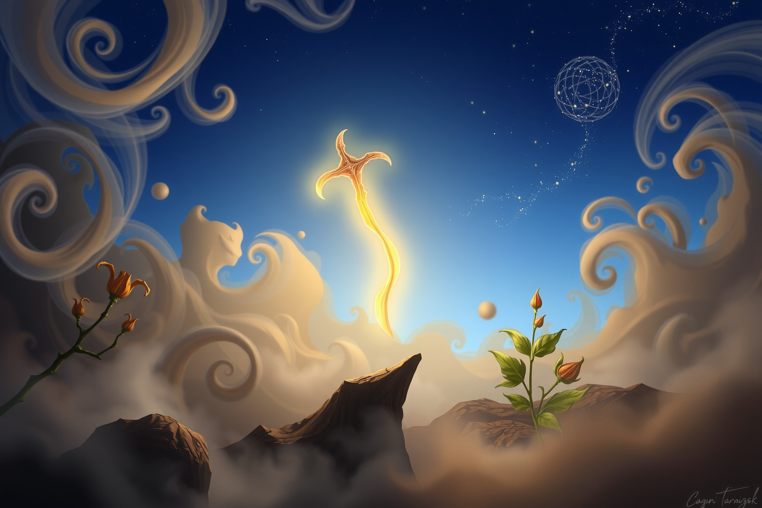 La falce simboleggia la fine necessaria per nuovi inizi.