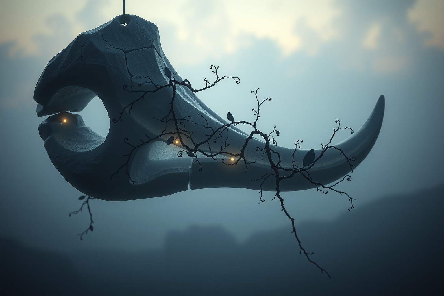 La mandibola di pietra simboleggia fermezza e resistenza emotiva.