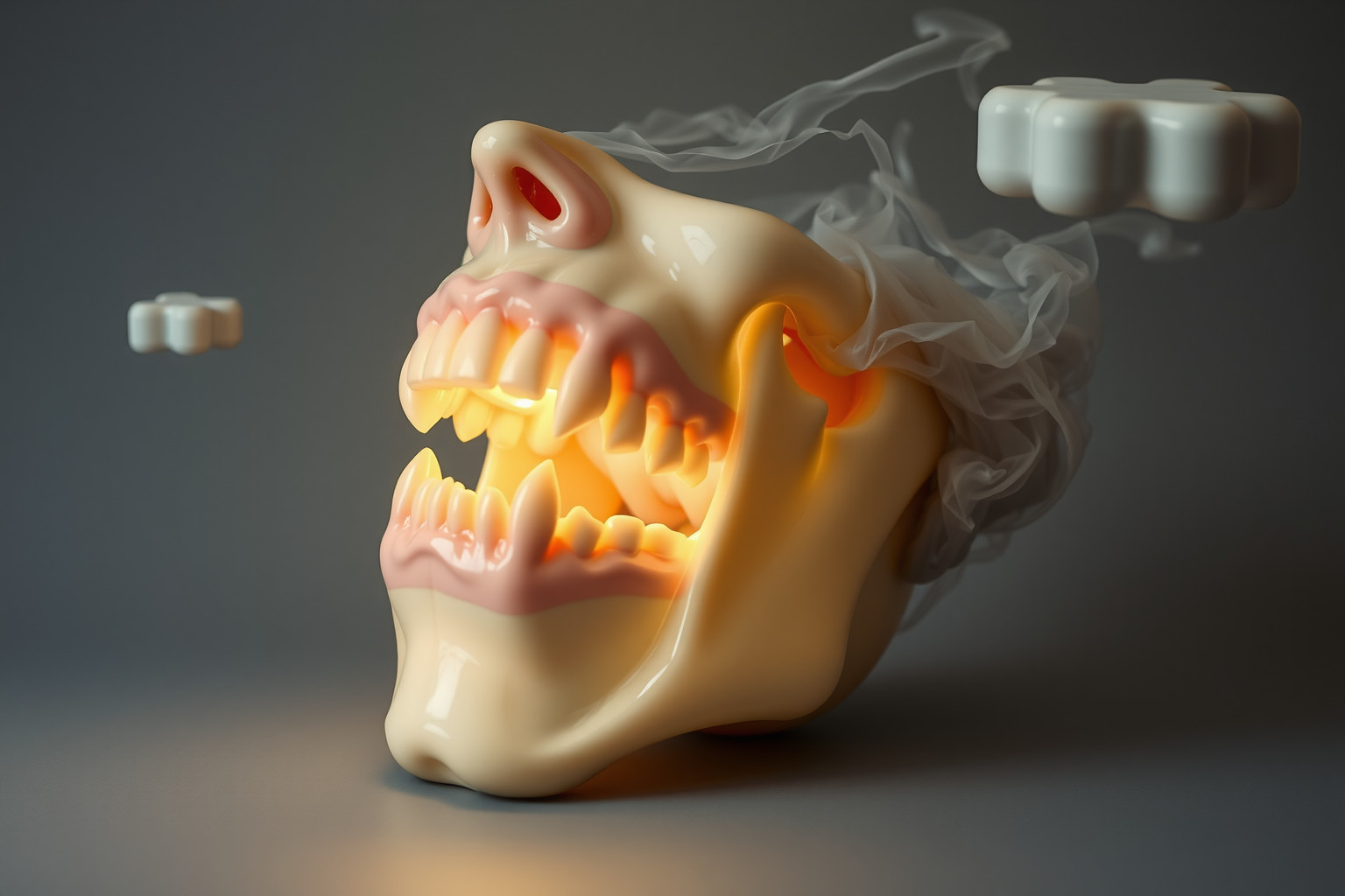 La mandibola gonfia riflette rabbia repressa e ego gonfiato.