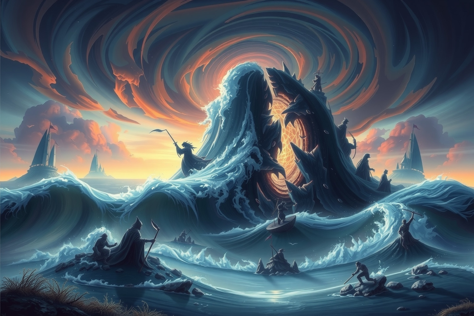 Onde impetuose riflettono turbolenze interiori e sfide imminenti.