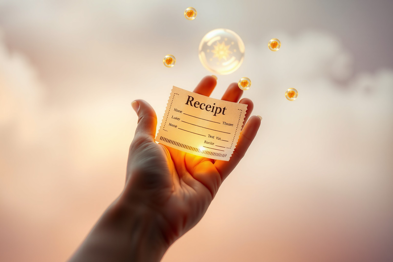 Ricevuta con importo basso simboleggia piccole ma sincere soddisfazioni quotidiane.