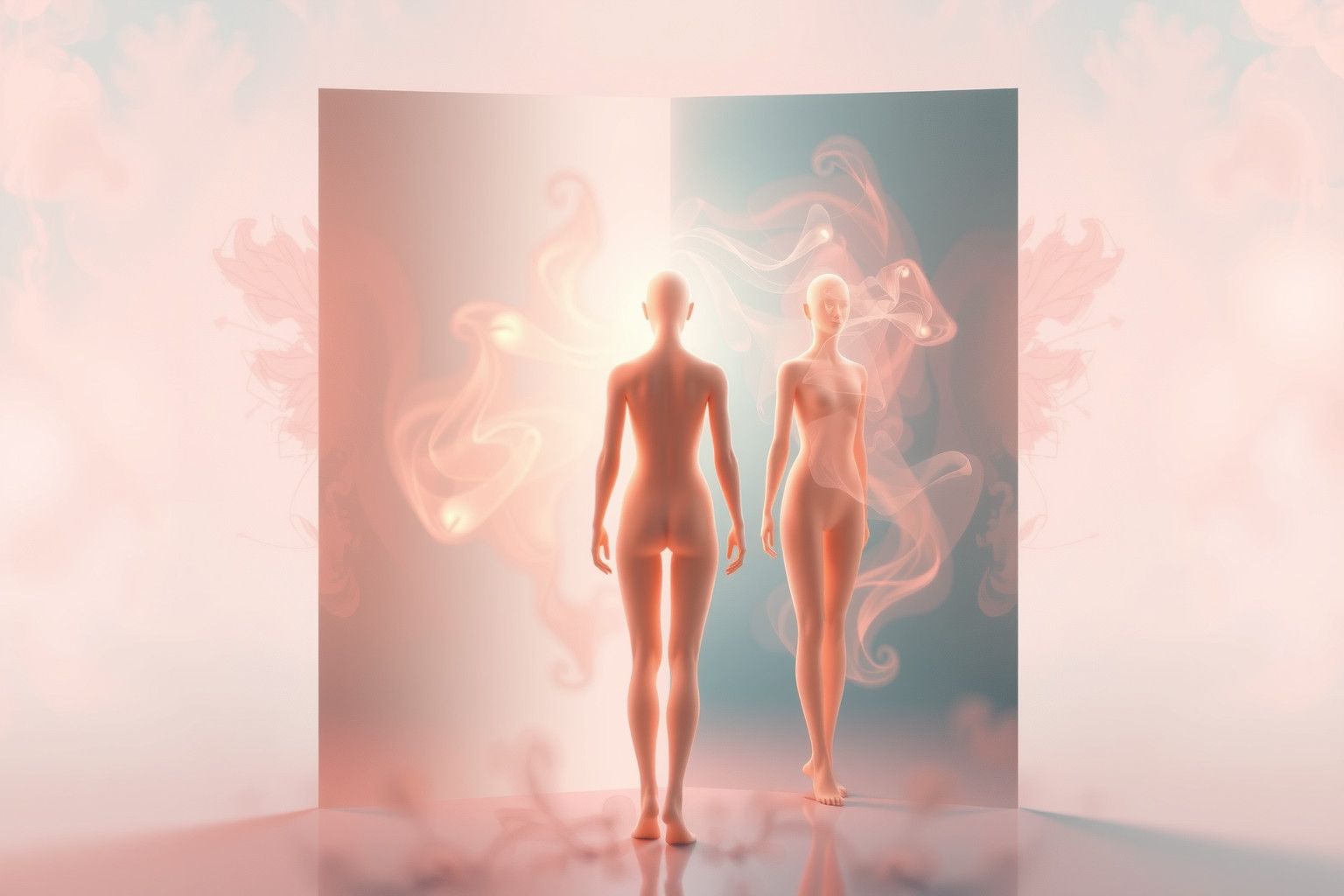 Il riflesso che cambia sesso simboleggia la fluidità identitaria.