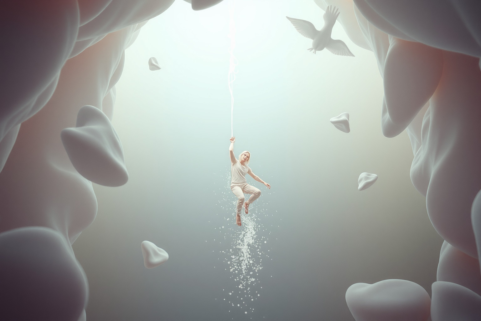 Sognare la corda che si rompe simboleggia paura di perdere controllo.