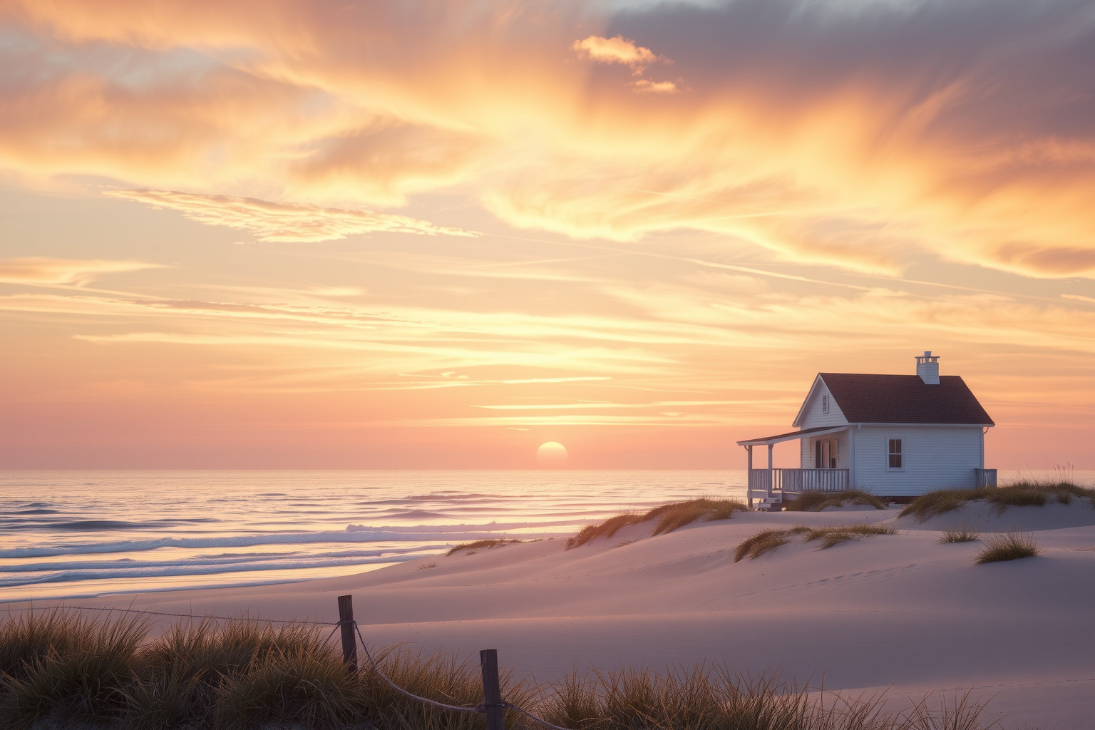 Sognare il tramonto in casa estiva simboleggia pace interiore.