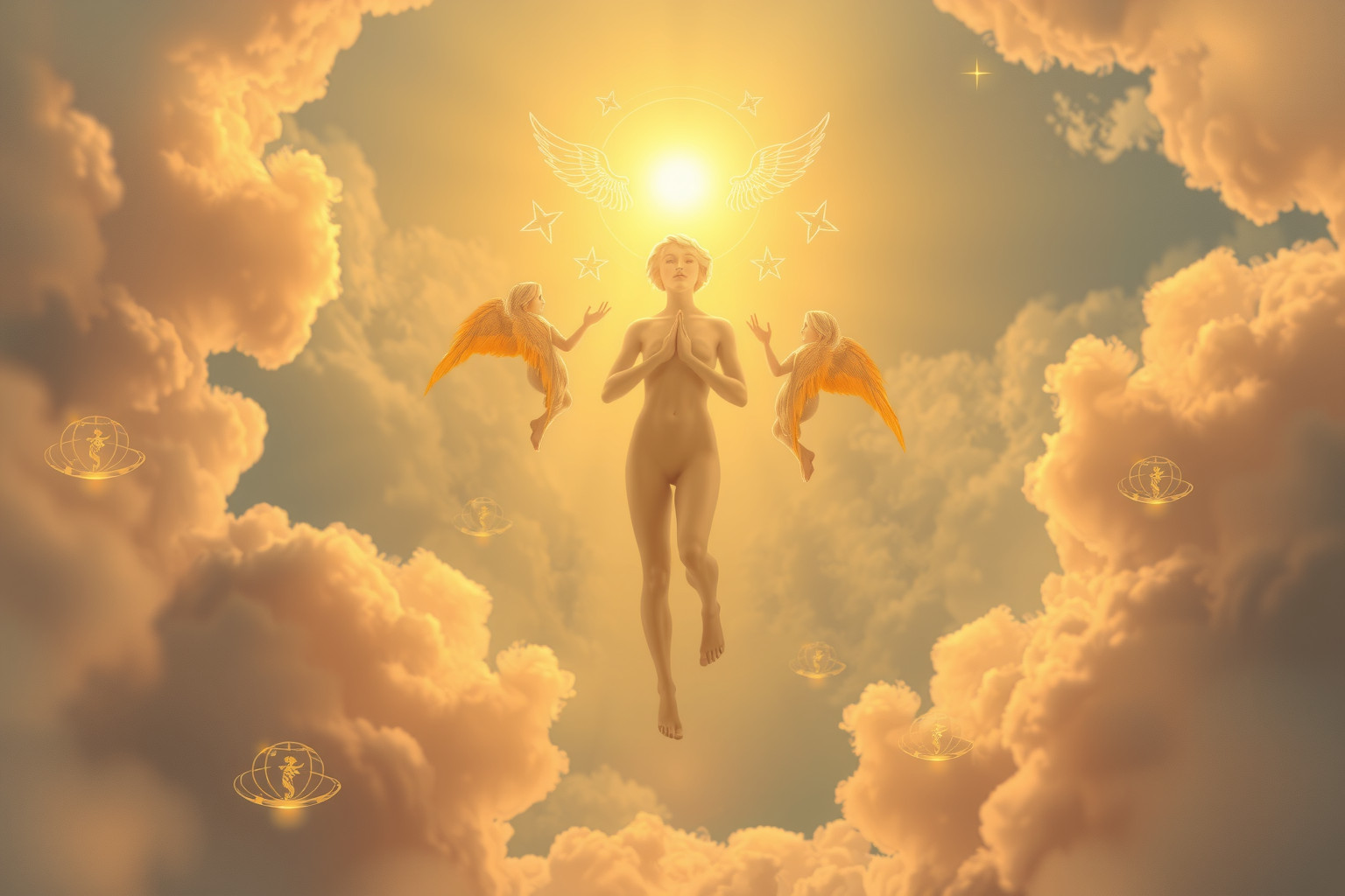 Sognare angeli che ascendono simboleggia protezione spirituale e guarigione.