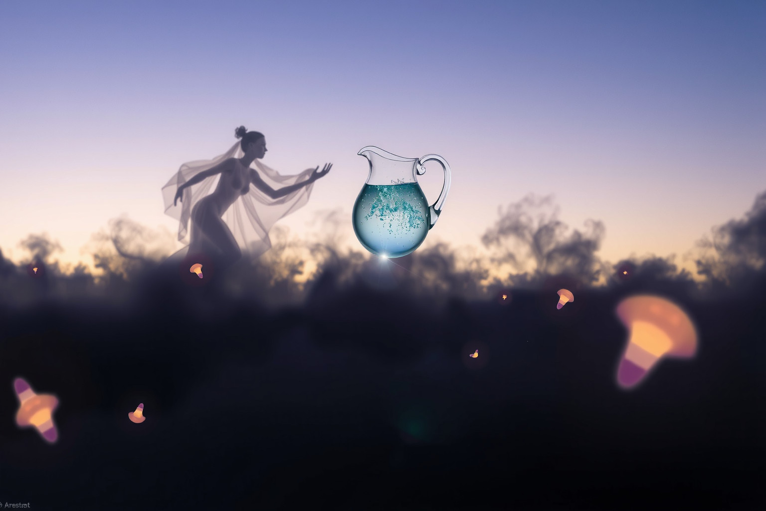 Sognare brocca d'acqua indica desiderio profondo di completezza interiore.