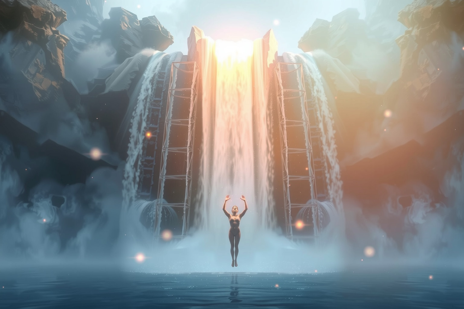 Sognare sotto una cascata simboleggia purificazione e rinascita interiore.