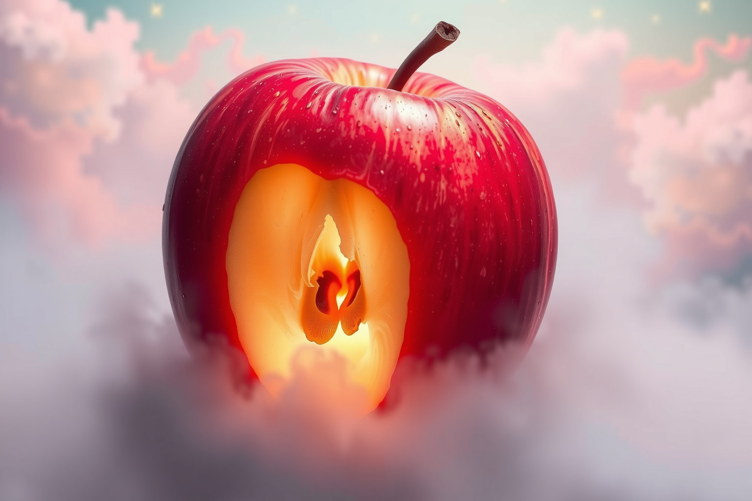 Sognare una mela rossa parlante simboleggia saggezza nascosta e messaggi interiori.