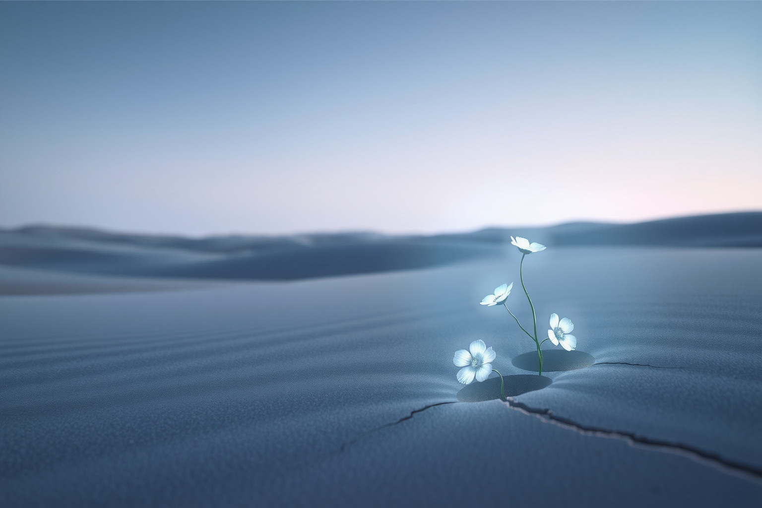 I fiori d'argento nel deserto simboleggiano speranza e forza interiore.
