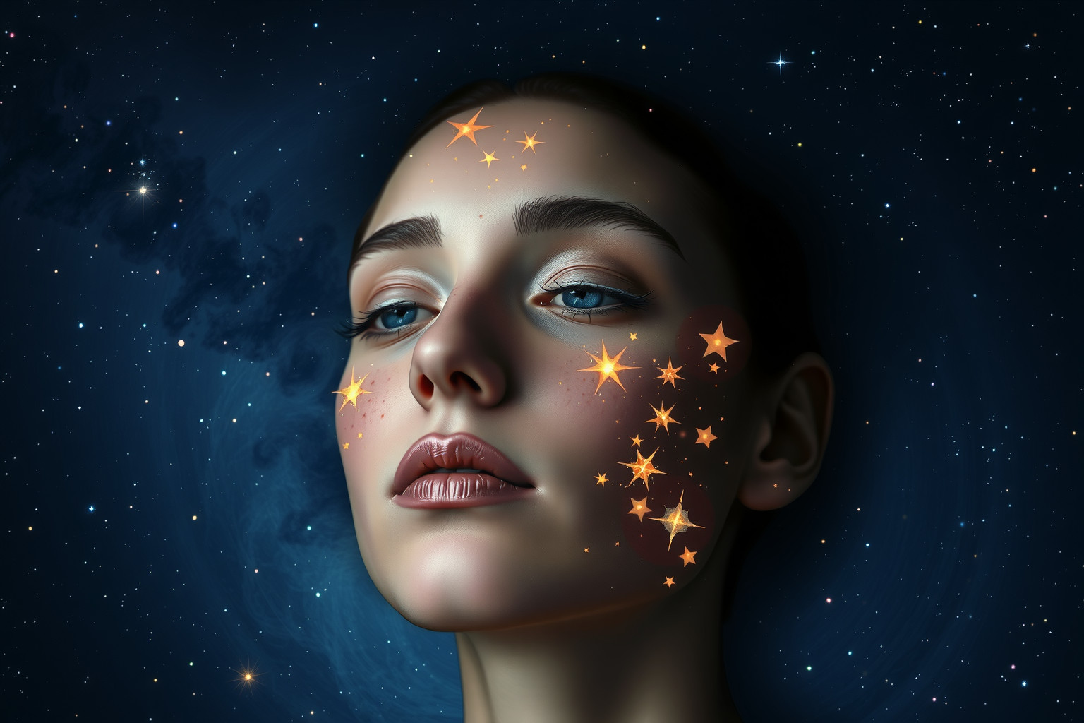 Le lentiggini a forma di costellazione simboleggiano guida celeste e destino.