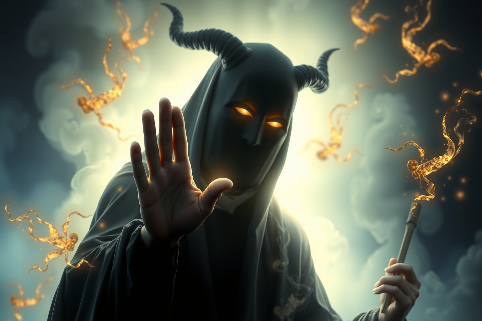 Sognare Satana che benedice simboleggia inganno mascherato da benevolenza.