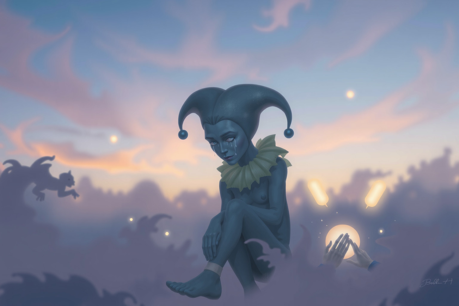 Sognare un buffone che piange rivela emozioni nascoste e rimorsi.