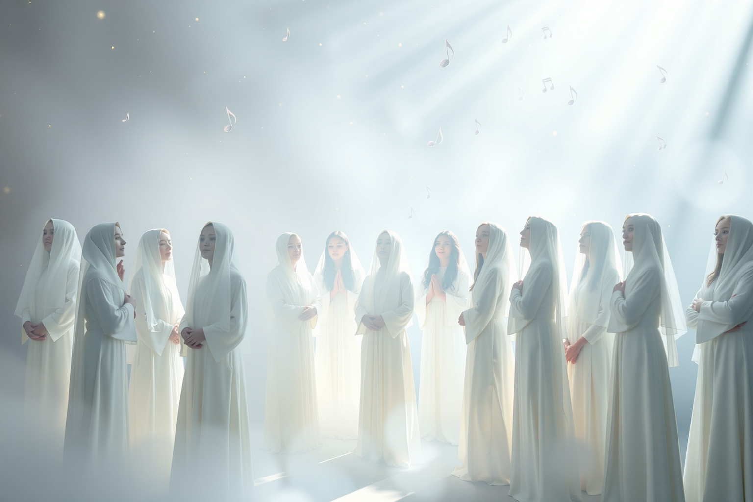 Sognare un coro in vesti bianche simboleggia purezza spirituale imminente.