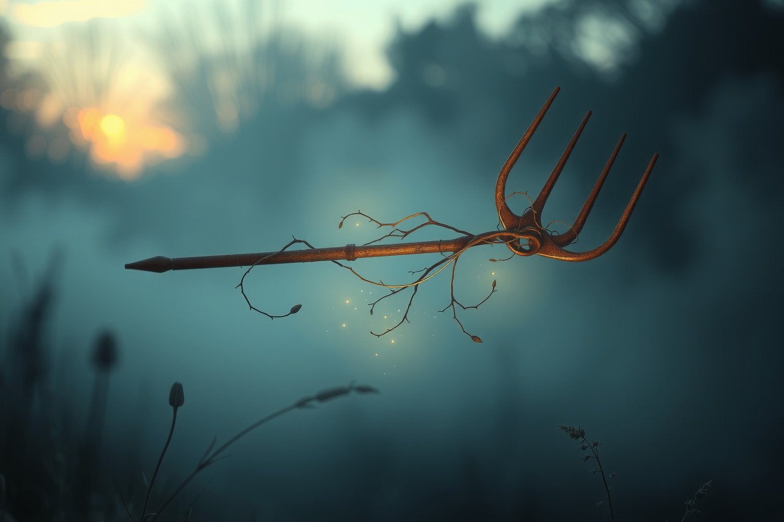 Sognare un forcone arrugginito simboleggia opportunità perse e avvertimenti.