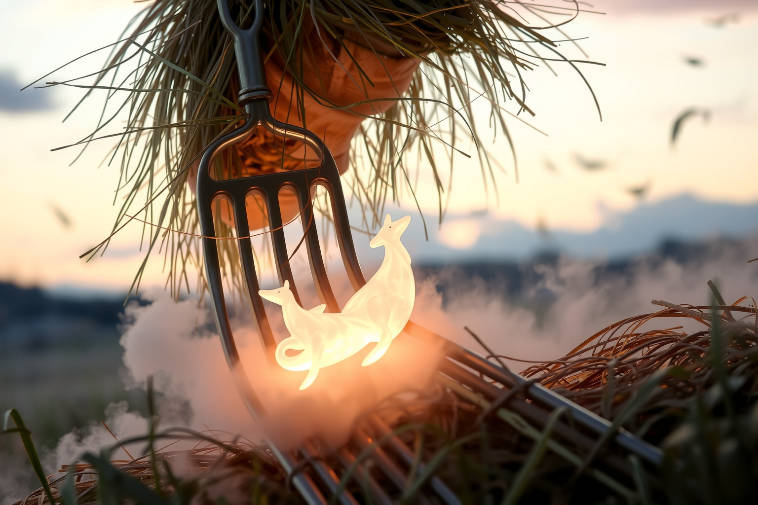 Sognare forcone con animali simboleggia armonia tra lavoro e natura.