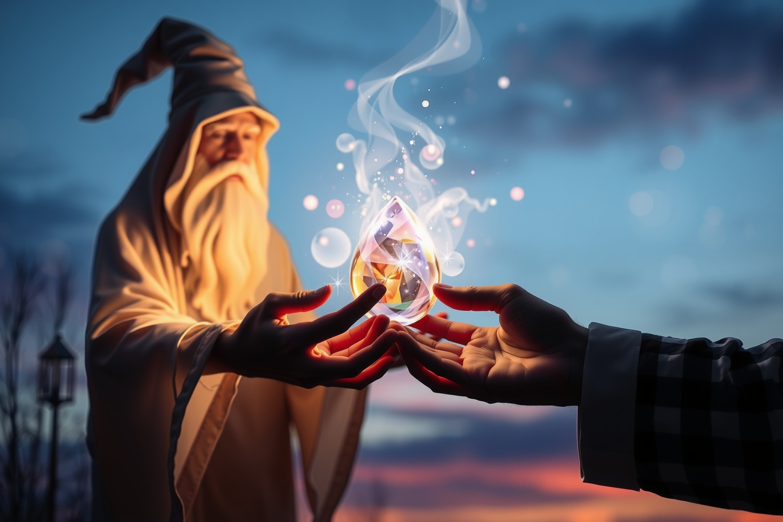 Sognare un mago che dona un oggetto magico simboleggia nuove opportunità.