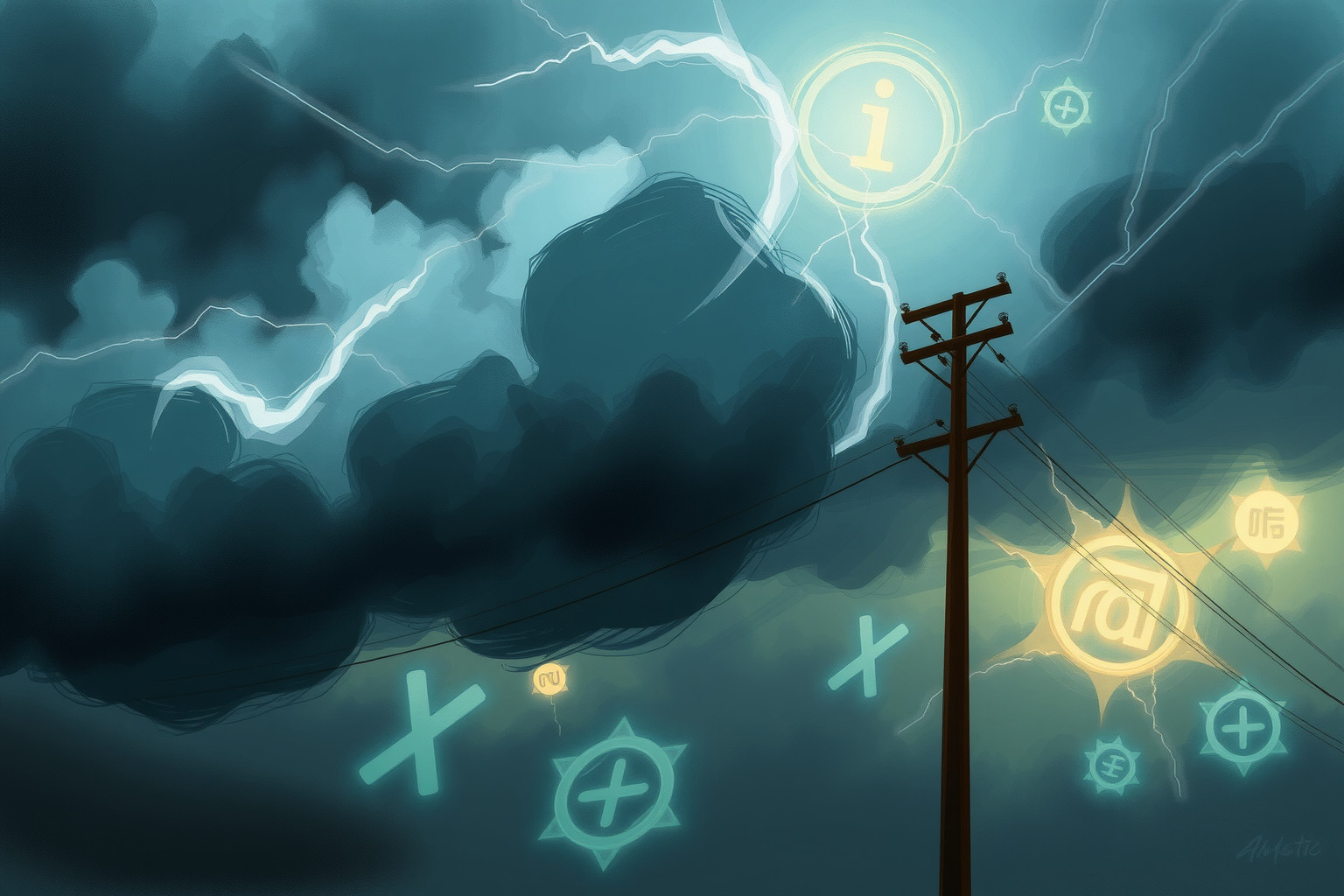 Sognare pali del telegrafo in tempesta simboleggia comunicazioni interrotte.