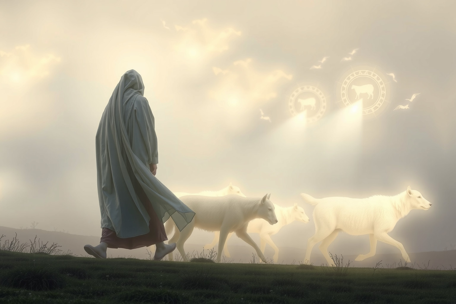 Sognare un pastore con cane simboleggia protezione e guida fedele.