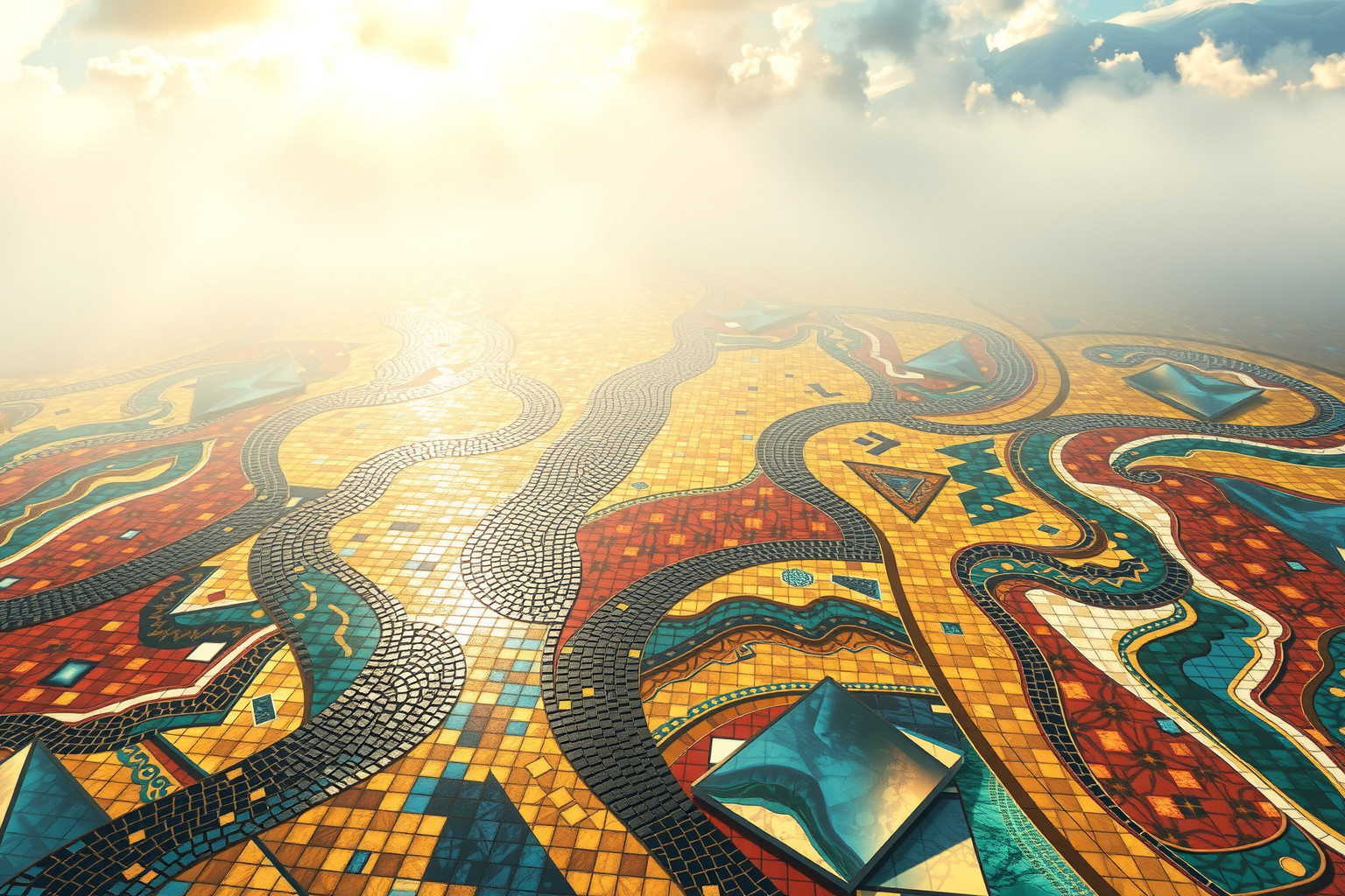 Sognare un pavimento a mosaico nuovo simboleggia rinascita e armonia.