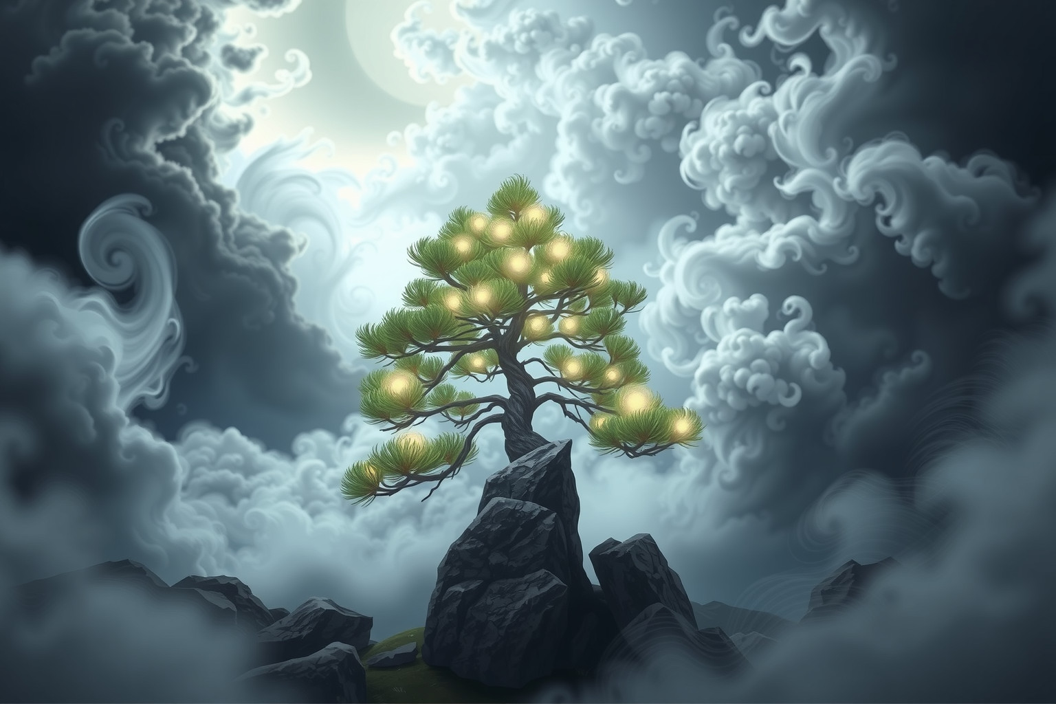 Sognare un pino cembro in tempesta simboleggia forza e resilienza.