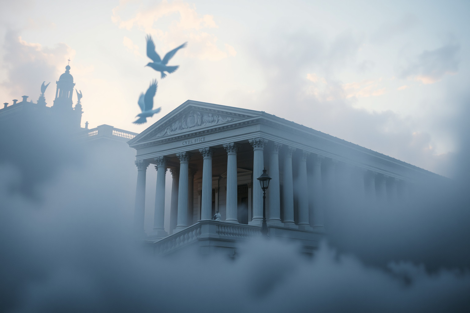 Sognare un ufficio civile in rovina simboleggia cambiamenti e instabilità.