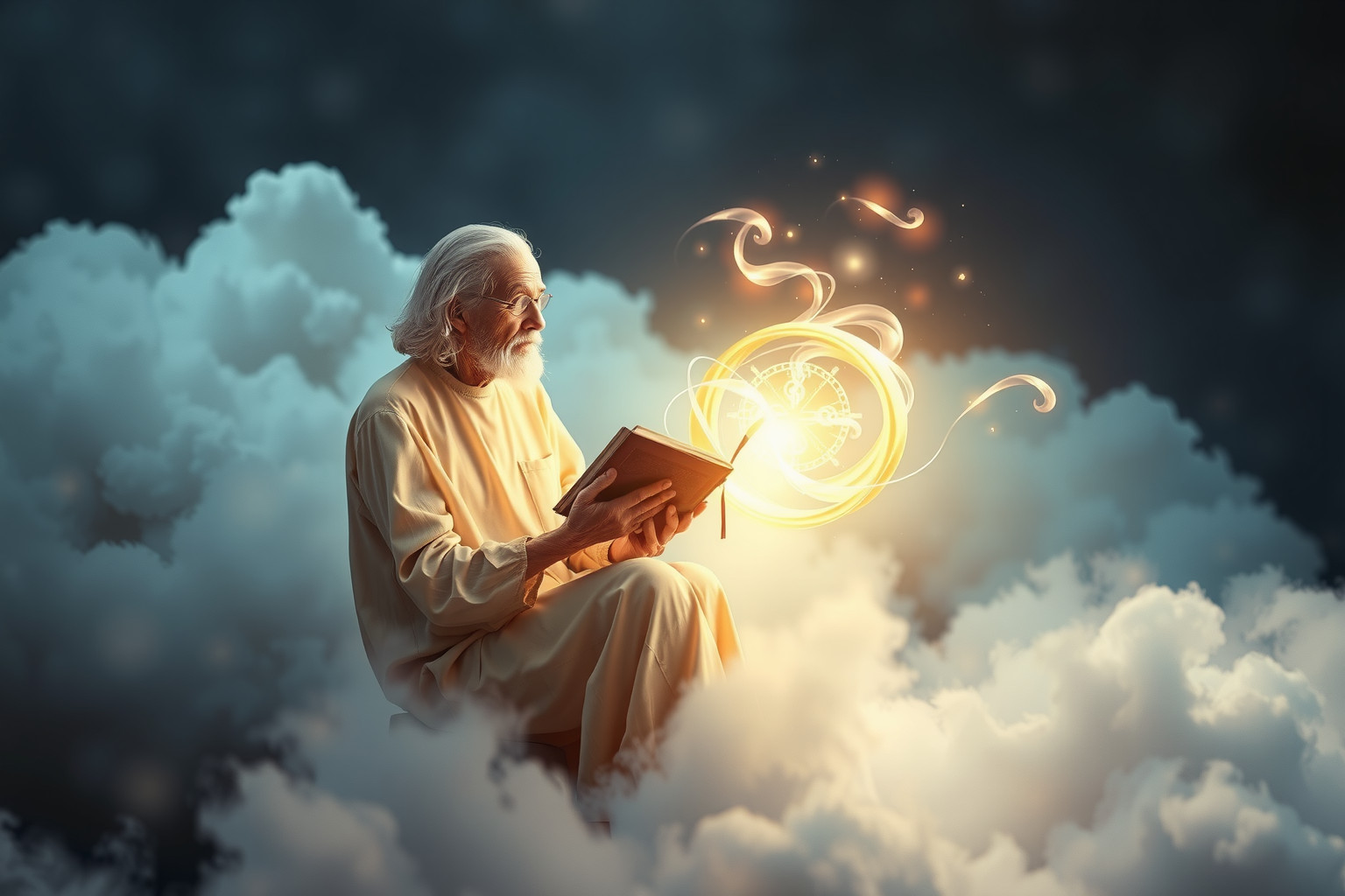 Sognare un vecchio che legge simboleggia saggezza e riflessione interiore.