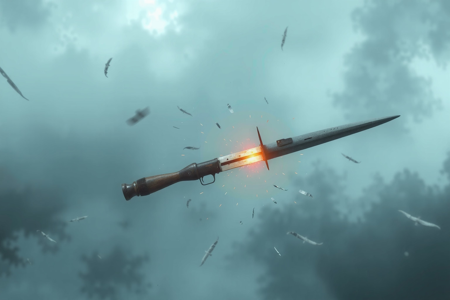 Sognare baionetta che cade segnala perdita improvvisa di controllo personale.