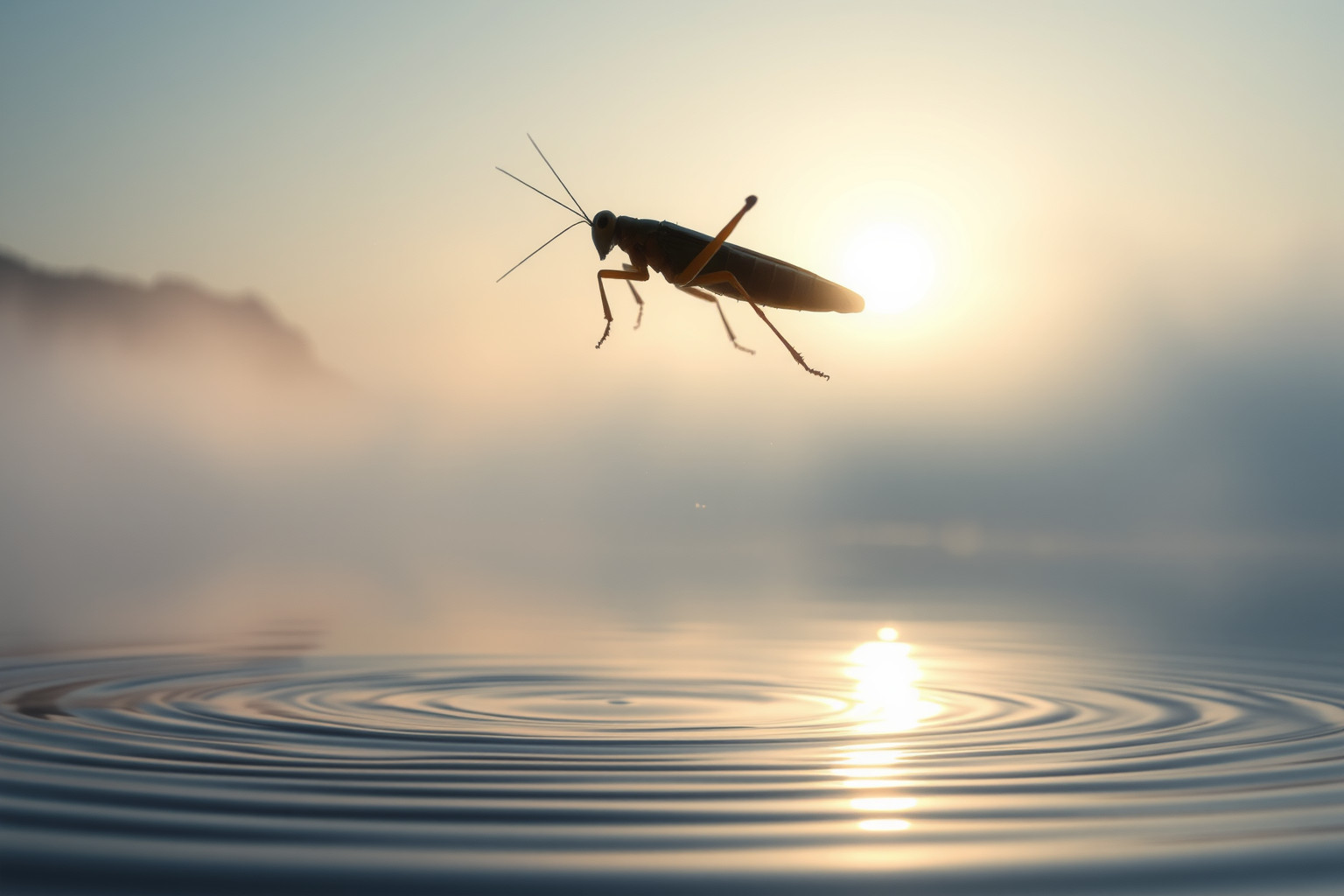 Sognare cavalletta sull'acqua simboleggia trasformazione e libertà emotiva.