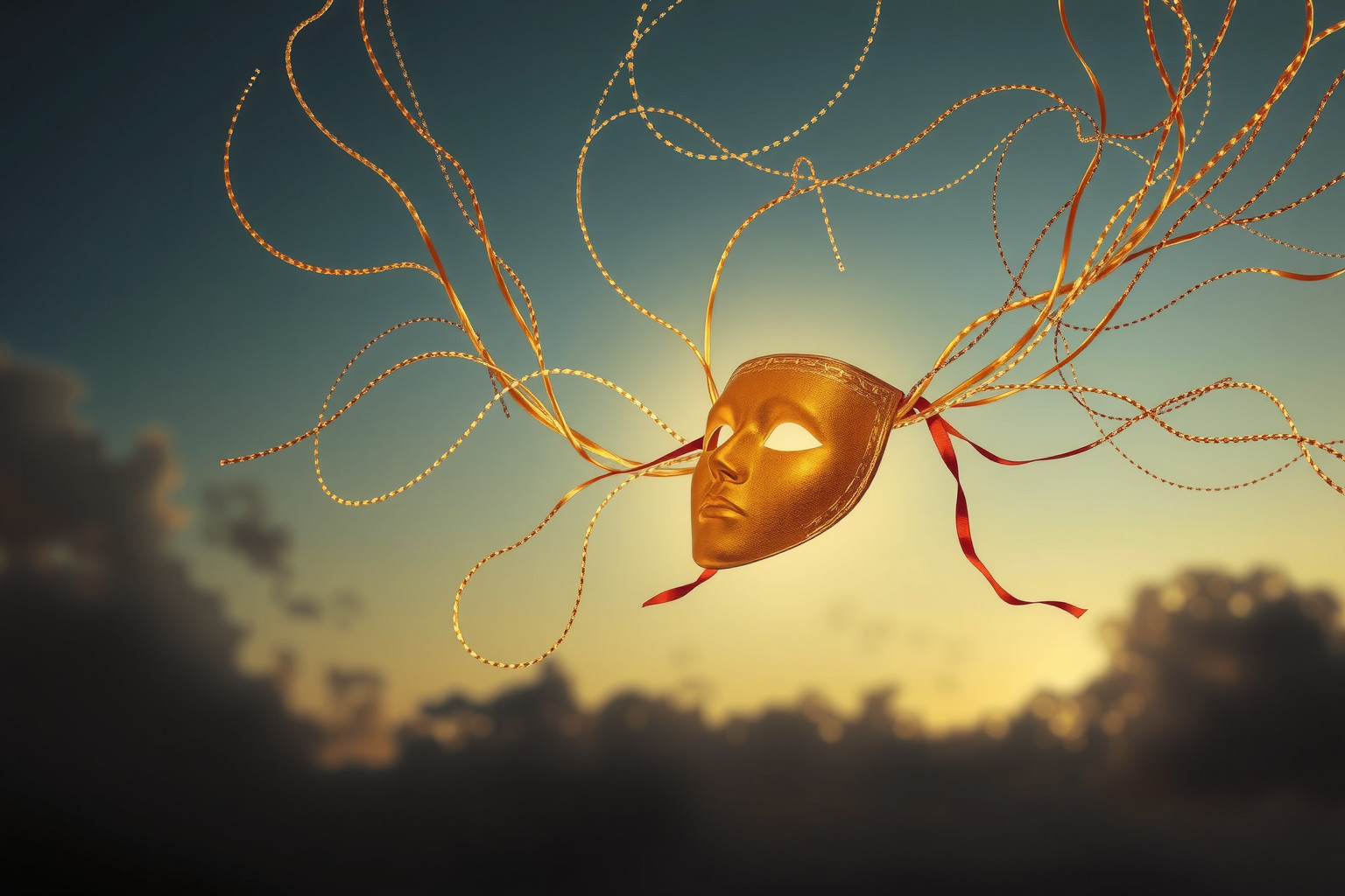 Sognare maschera dorata simboleggia ambizione e successo illusorio.