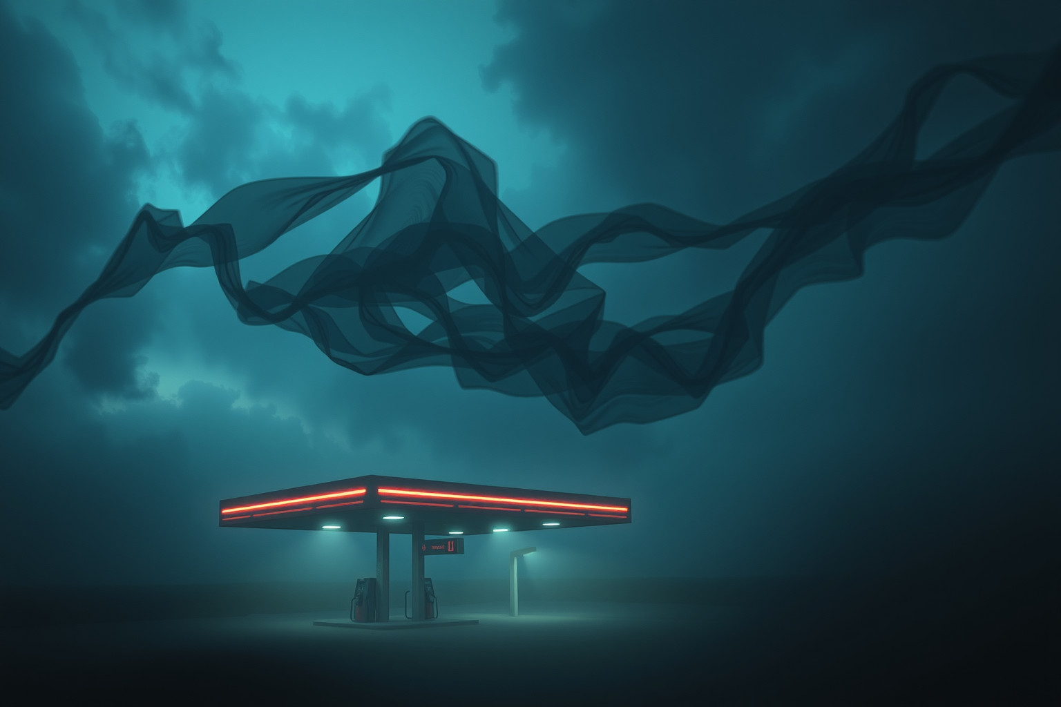 Sognare stazioni di servizio oscure riflette ansie e paure profonde.