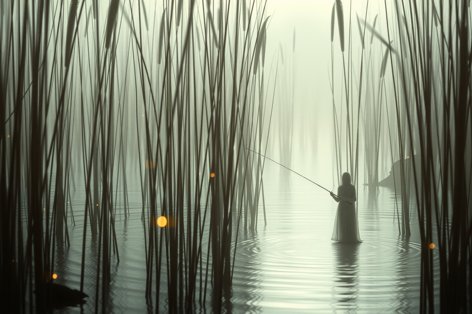 Sognare di pescare tra canne di palude simboleggia intuizione nascosta.
