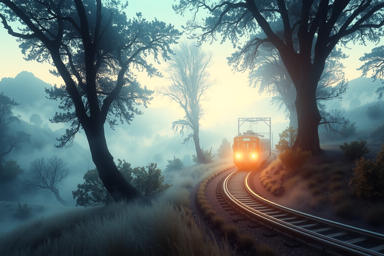 La tramvia integra paesaggi naturali, simbolo di armonia urbana.