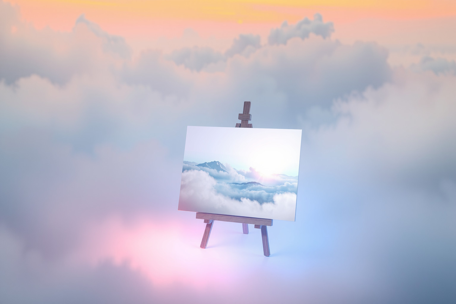 Il cavalletto con paesaggio simboleggia ricerca di equilibrio interiore.