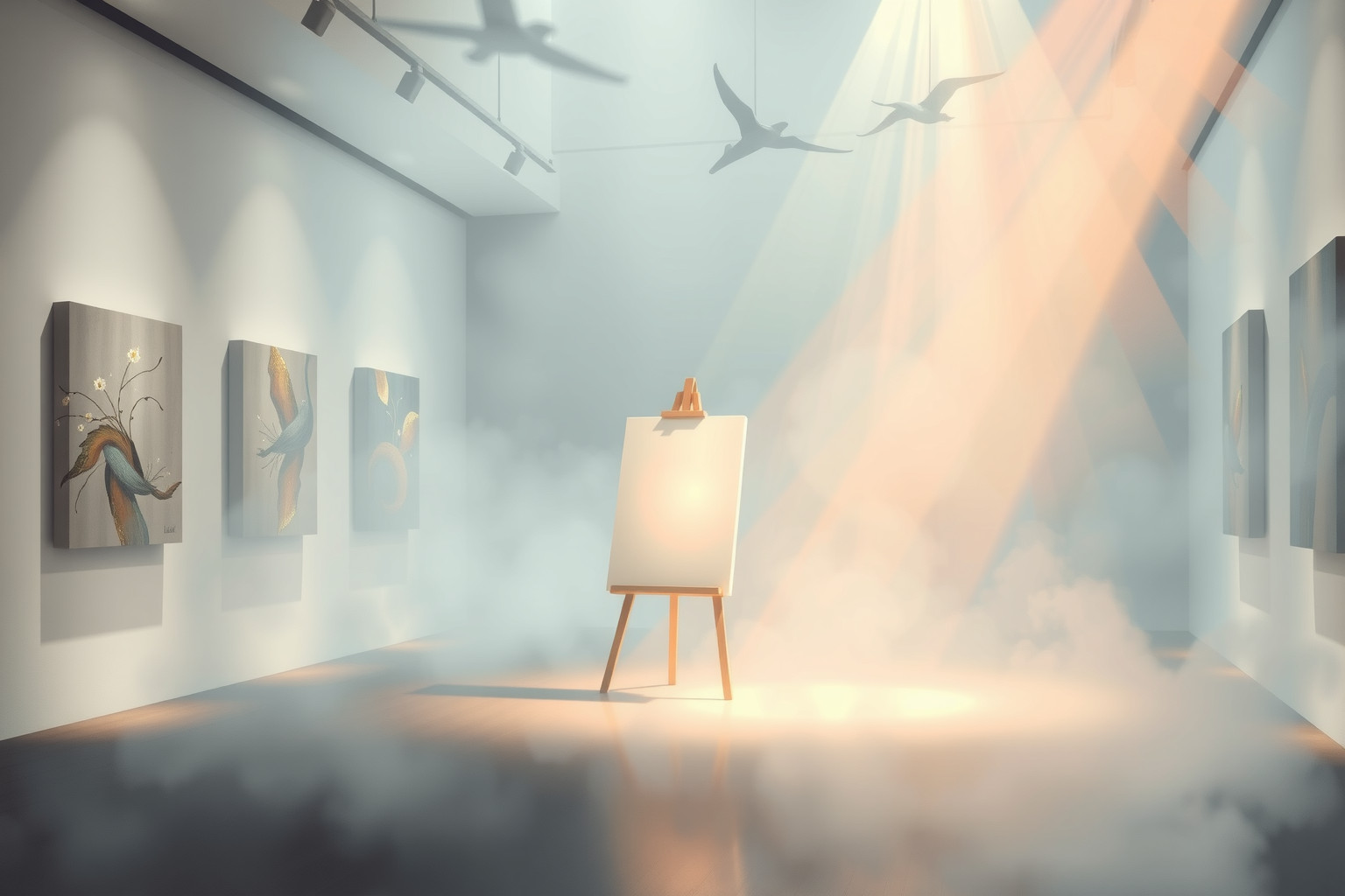 Il cavalletto in galleria simboleggia il riconoscimento artistico pubblico.