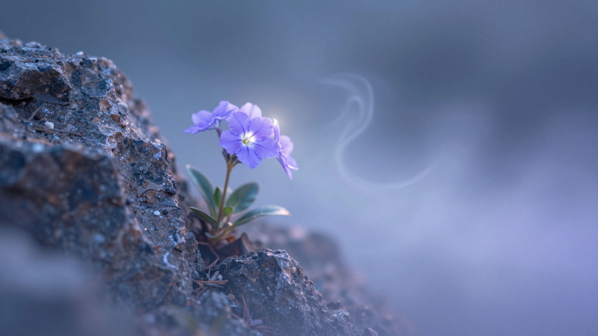 Trovare Vinca minor tra rocce simboleggia speranza in difficoltà.