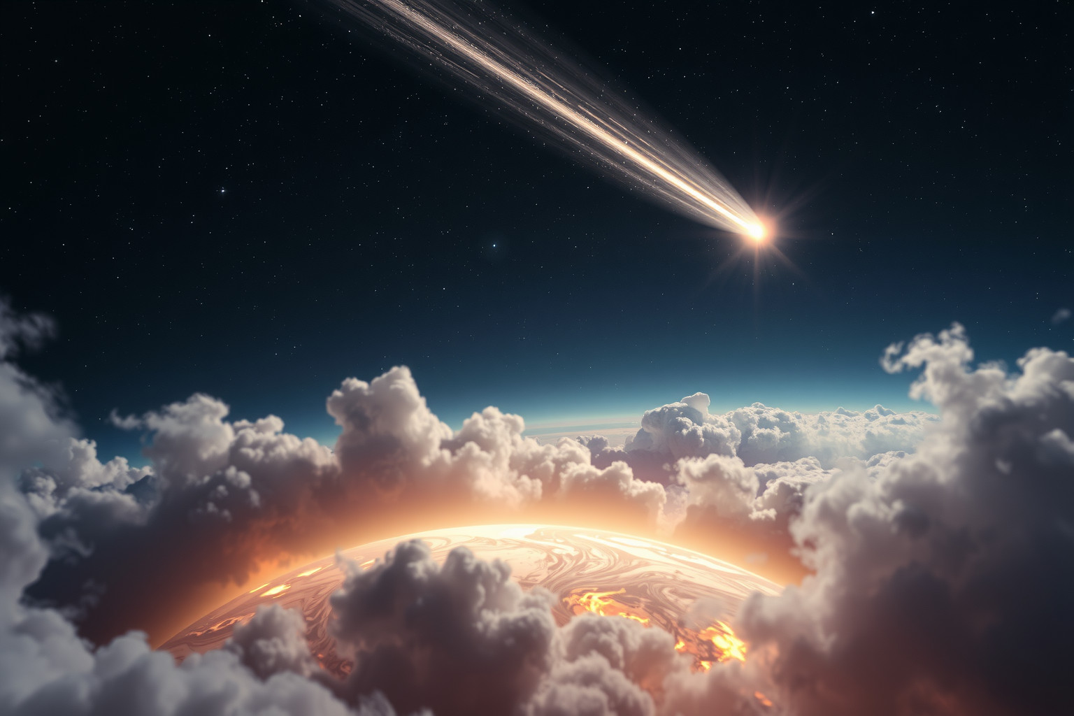 Sognare una cometa che colpisce la Terra simboleggia cambiamenti radicali.