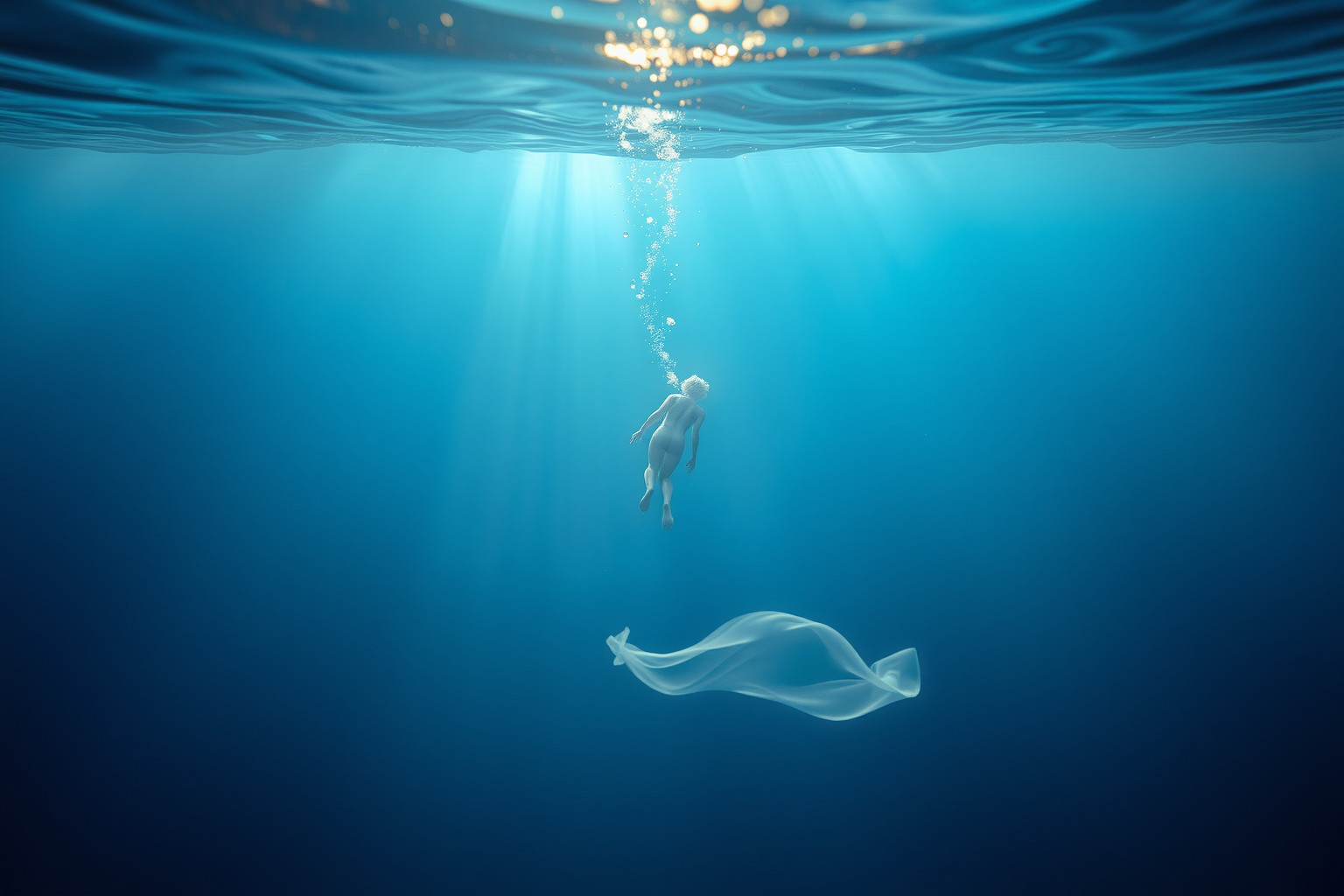 Trattenere il respiro sott'acqua simboleggia controllo e introspezione profonda.