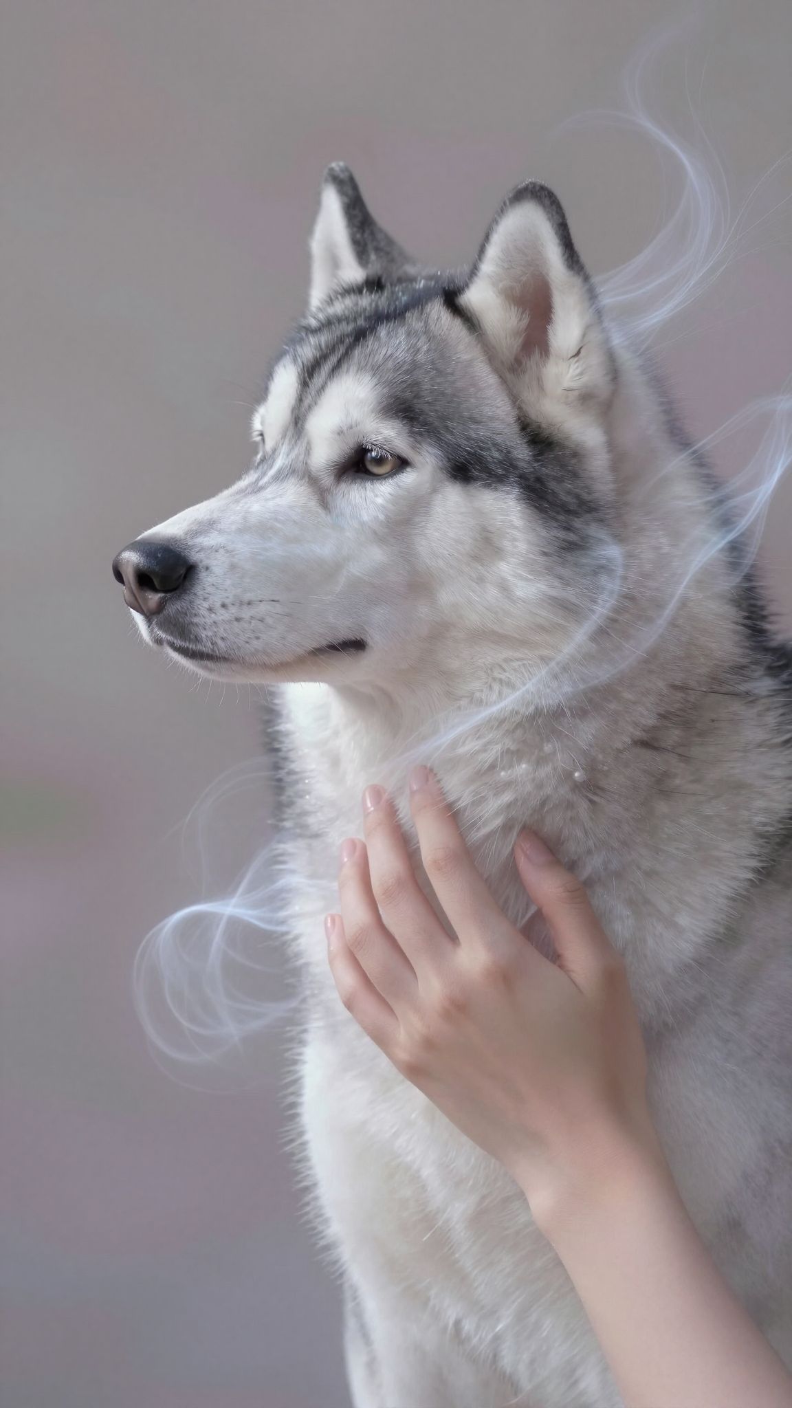 Accarezzare un husky simboleggia calma e connessione emotiva profonda.