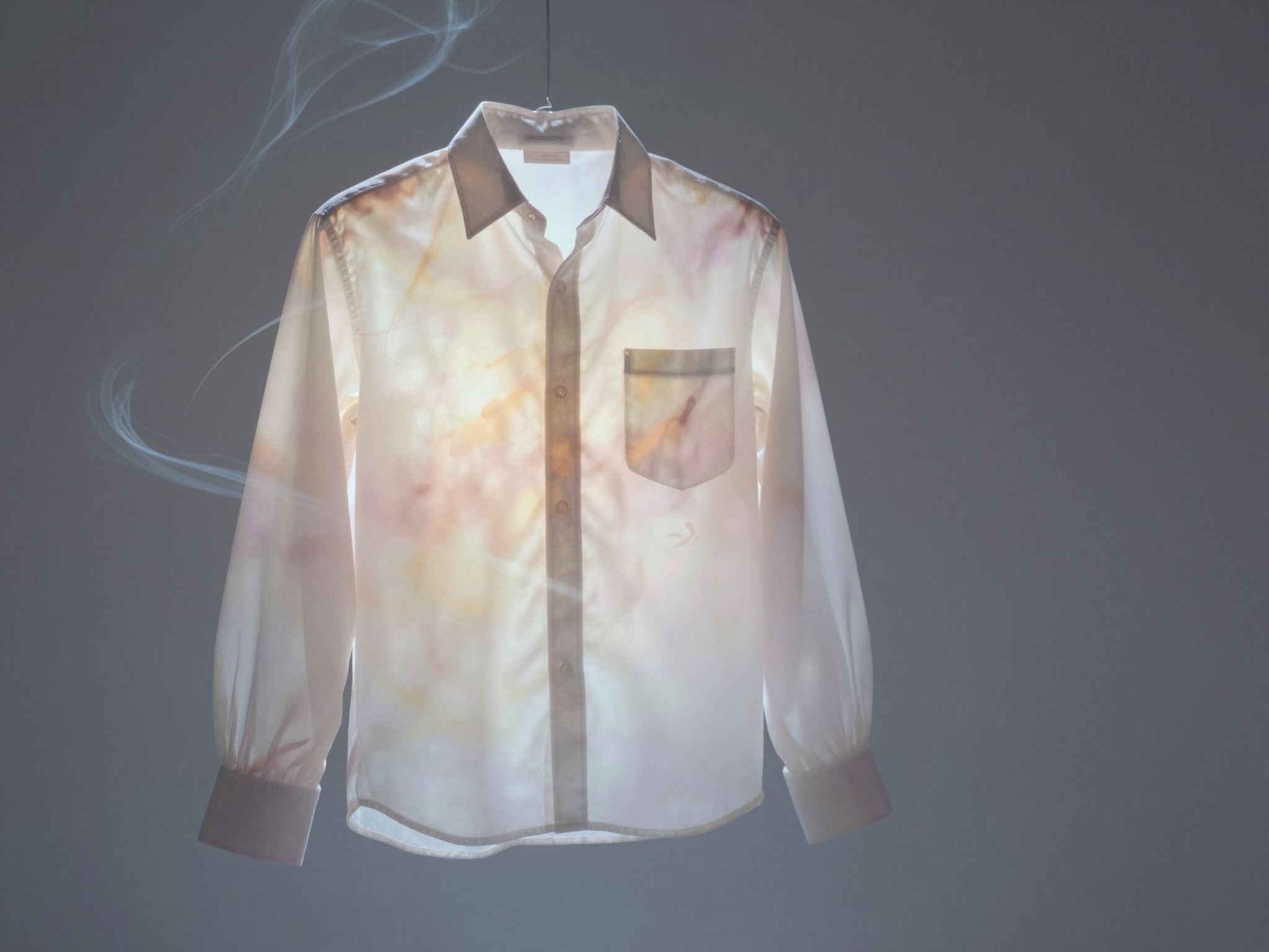 Una camicia da coro macchiata simboleggia colpe o vergogna nascosta.