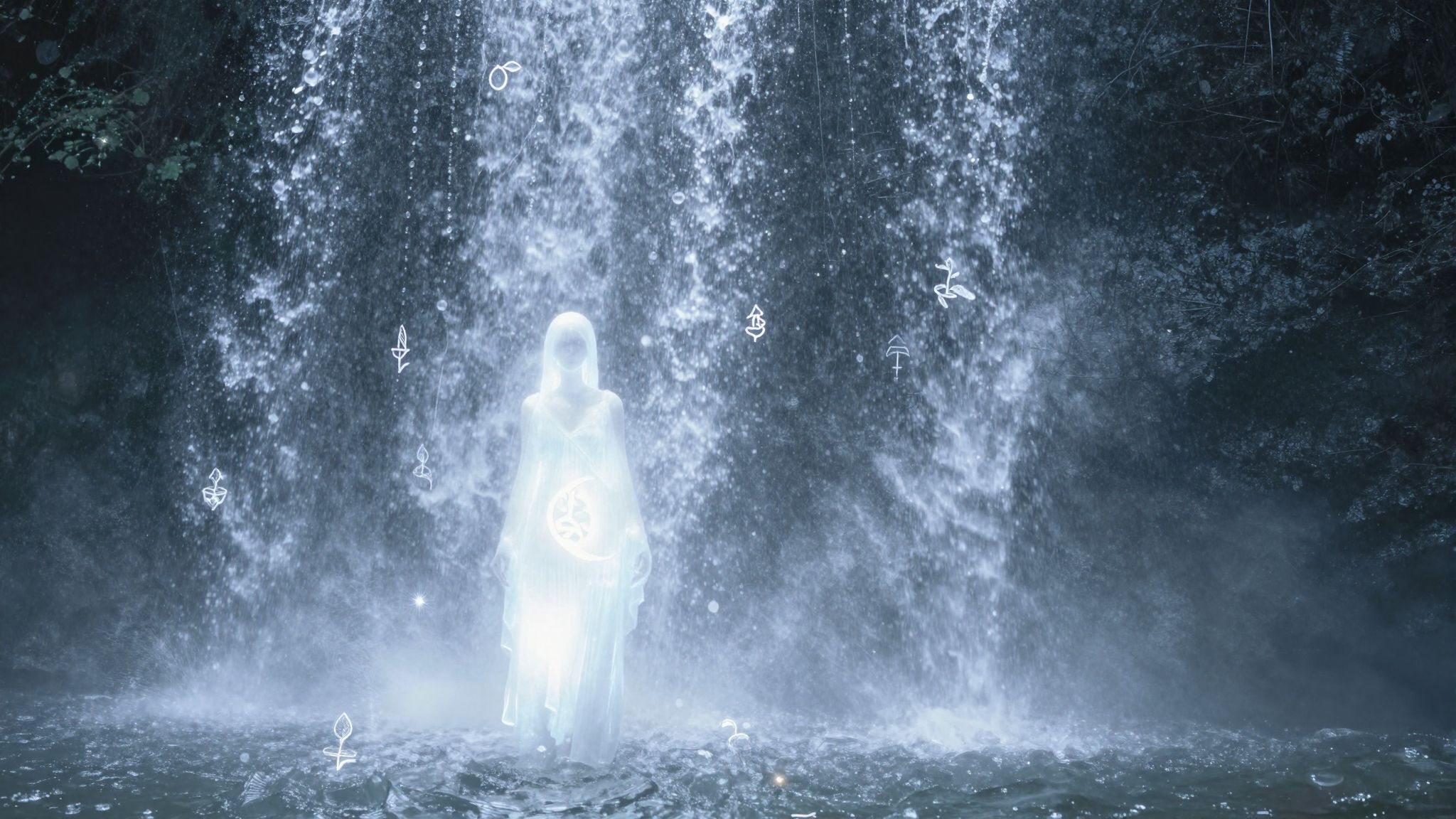 Sciacquare sotto una cascata simboleggia rinascita e purificazione profonda.