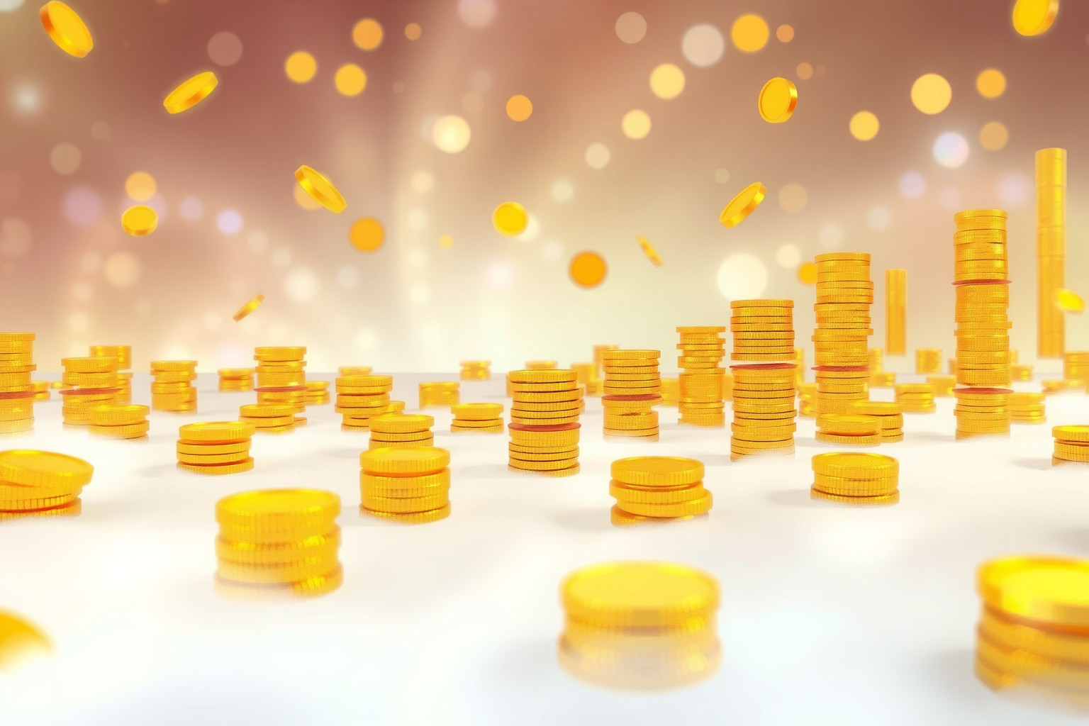 Le monete che si moltiplicano simboleggiano fortuna e ricchezza crescente.