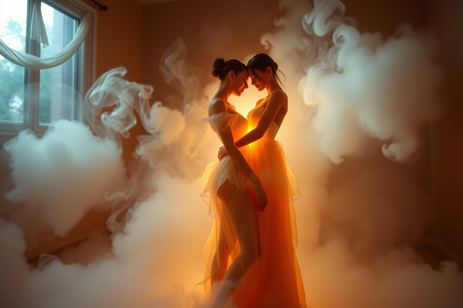 Sognare amore in camera fumigante simboleggia passione intensa nascosta.