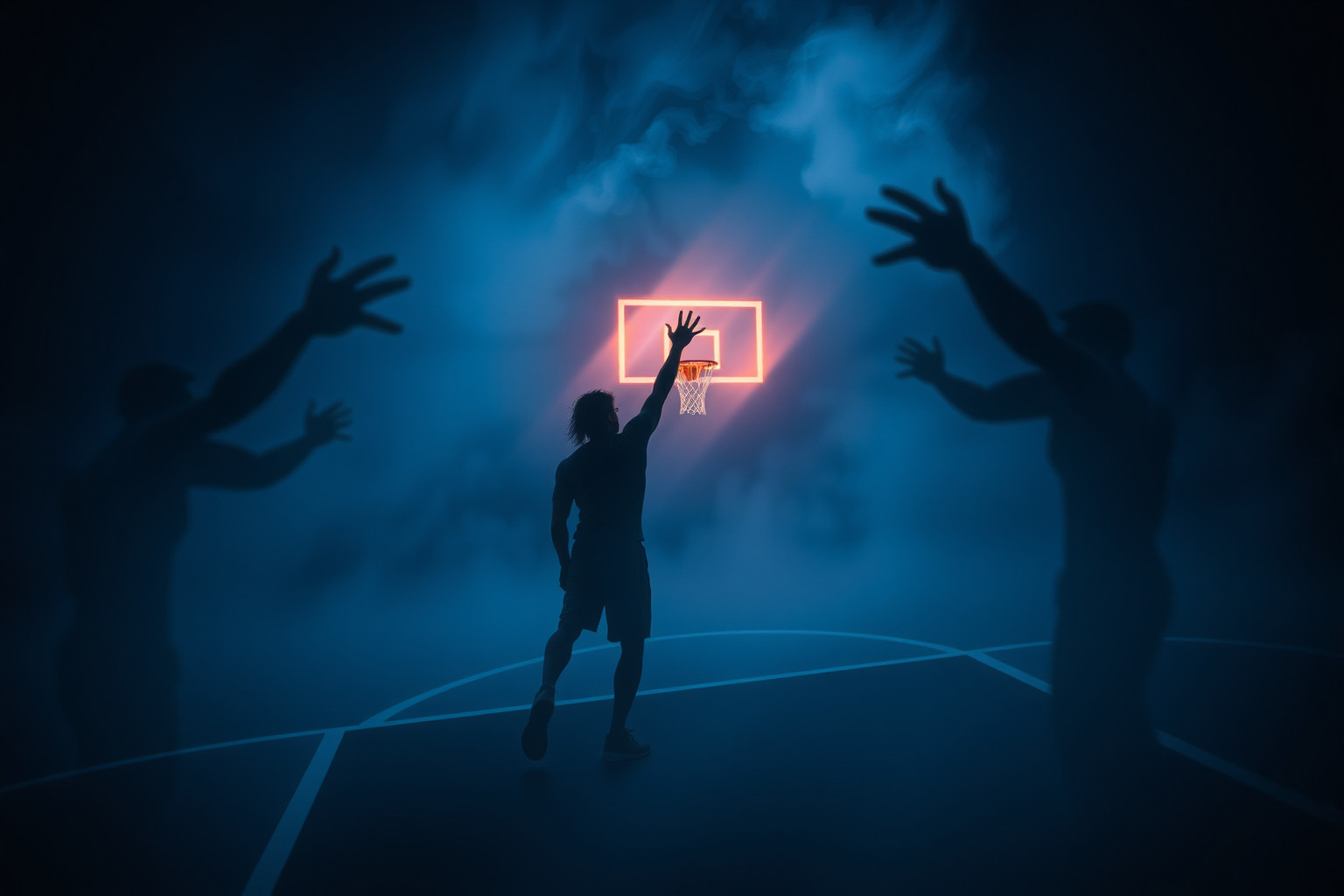 Sognare basket al buio riflette ansia e confusione interiore profonda.