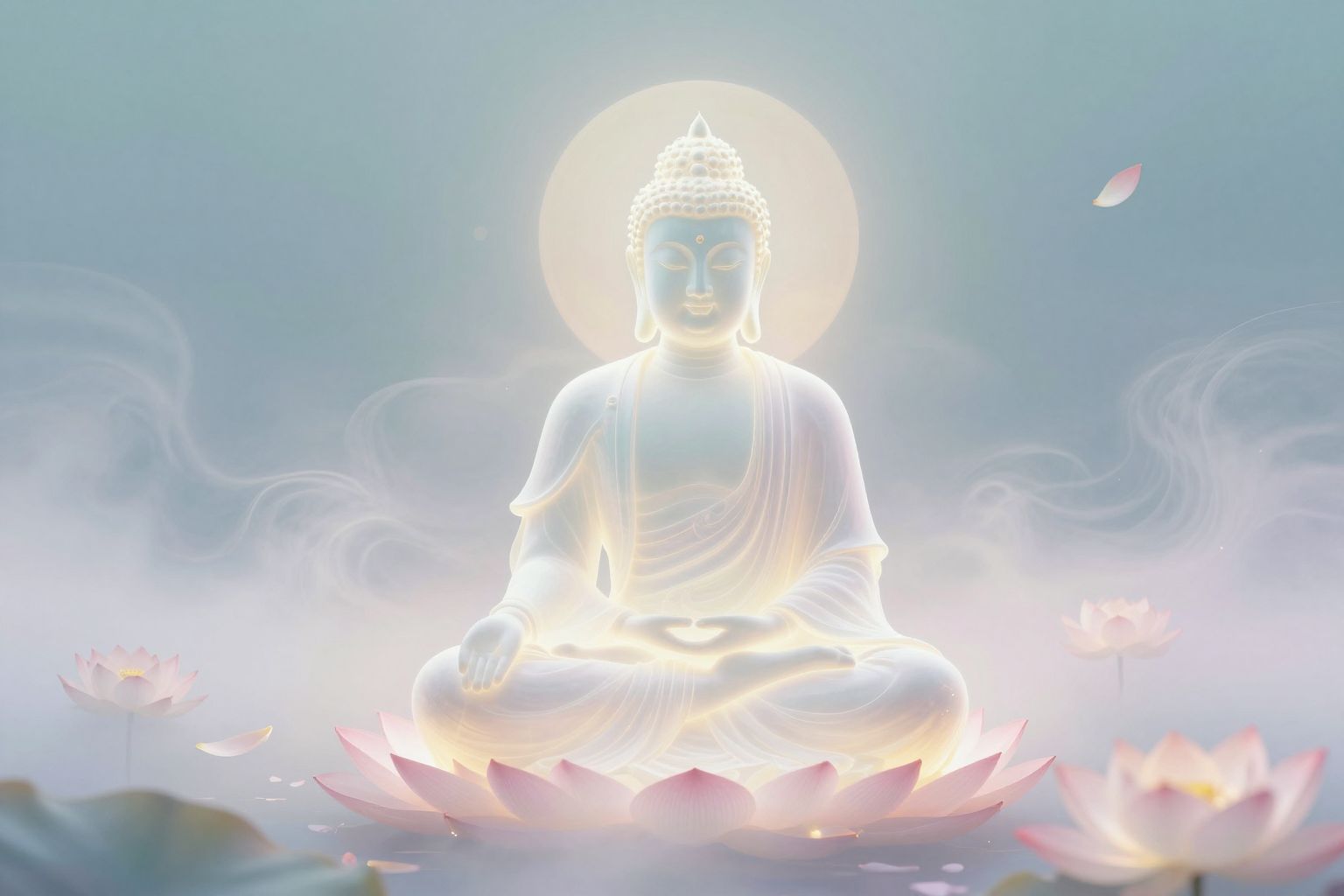 Sognare il Buddha meditando simboleggia pace e armonia interiore.