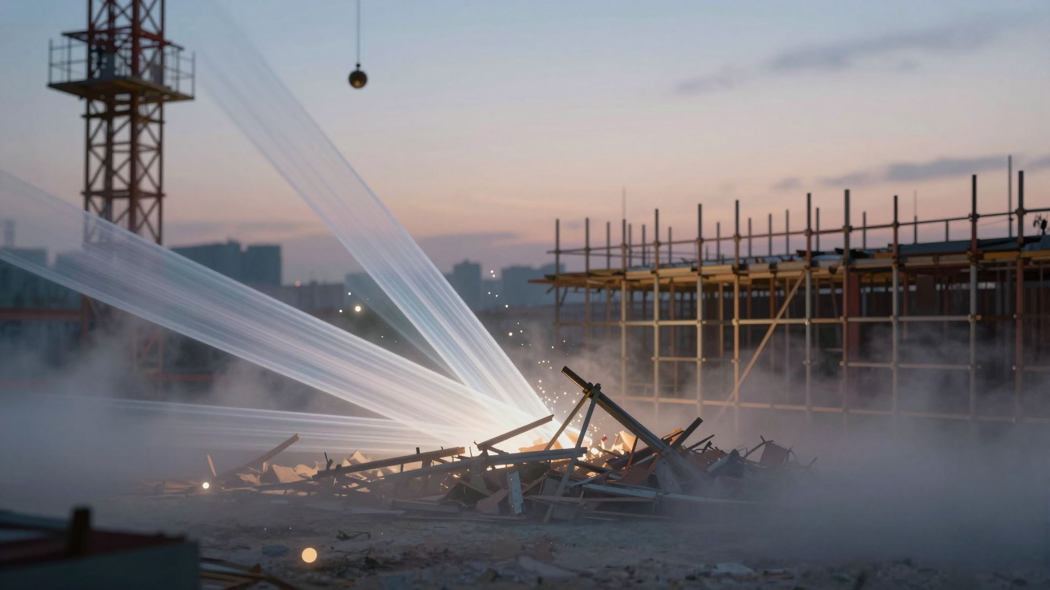 Sognare il crollo in cantiere simboleggia insicurezze interiori nascoste.