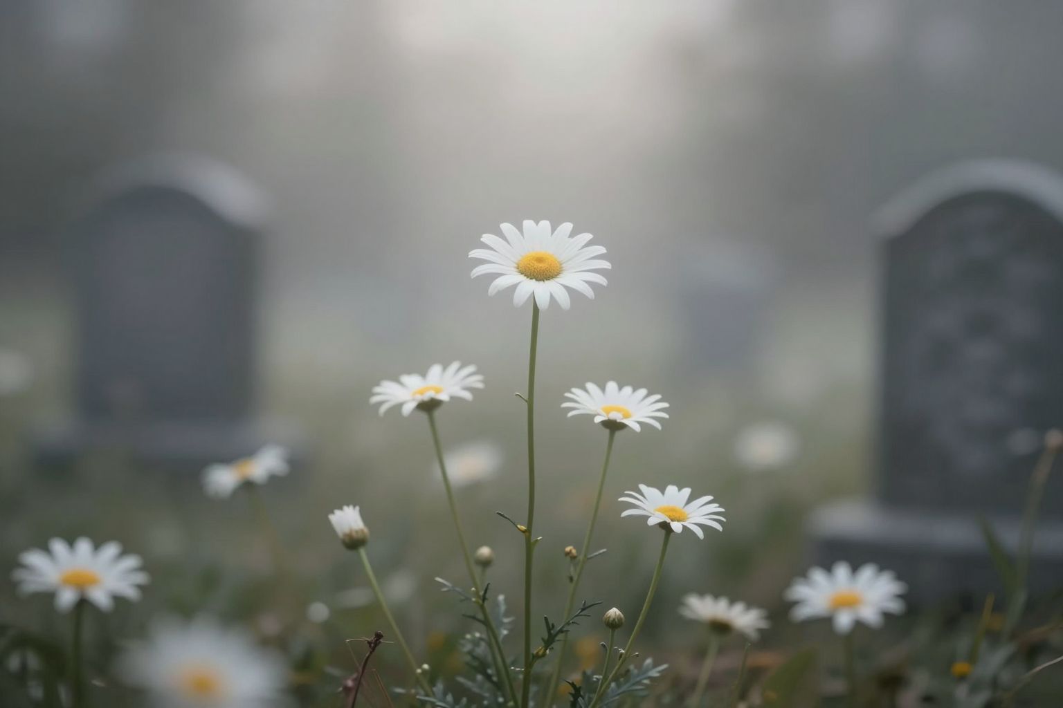 Sognare margherite in cimitero simboleggia rinascita e speranza nascosta.