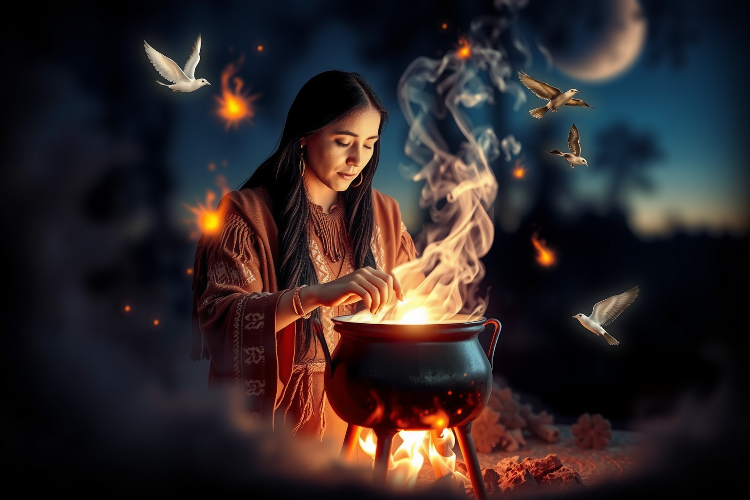 Sognare una donna nativa americana che cucina simboleggia nutrimento spirituale.