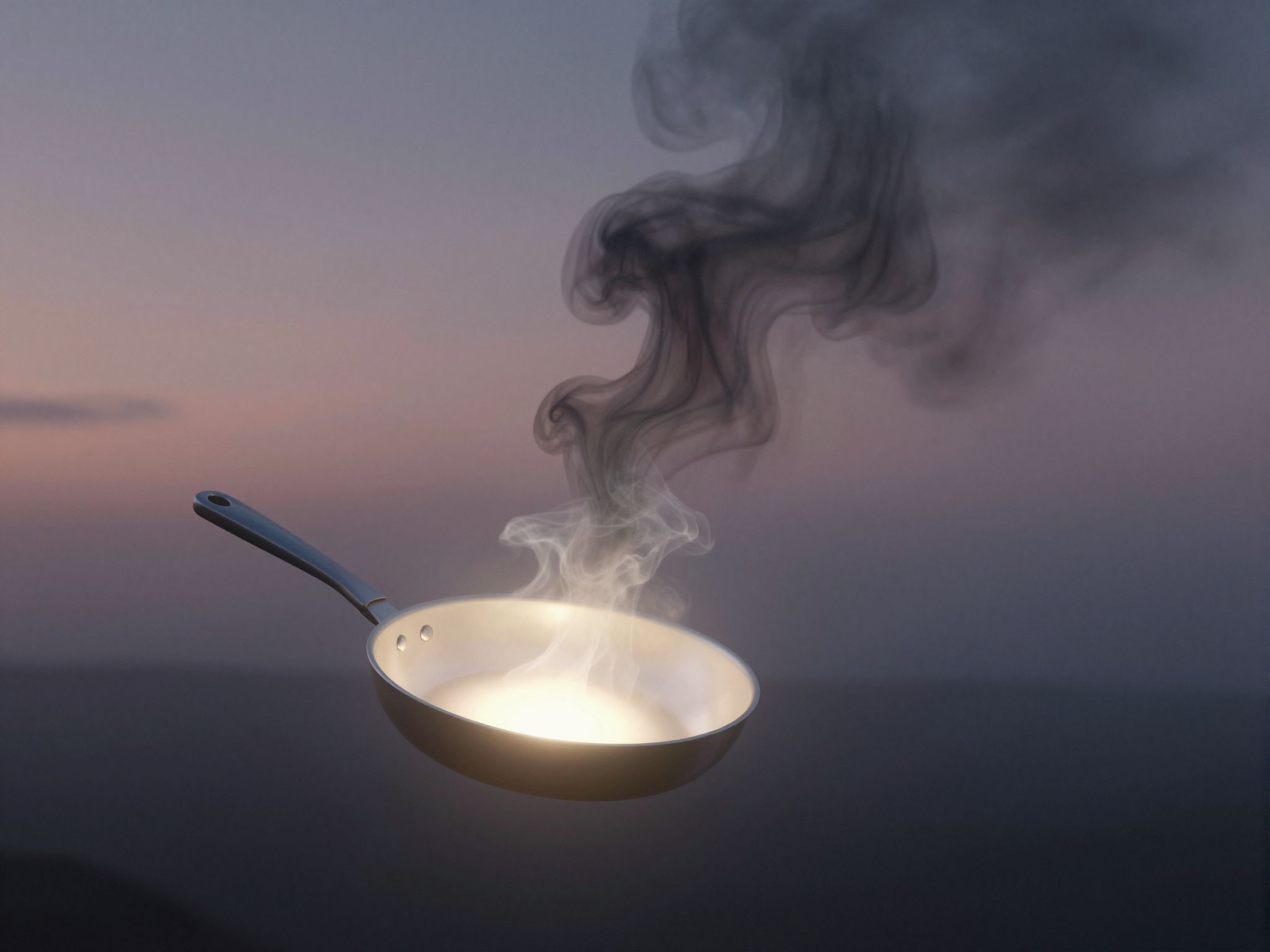 Sognare fumo nero dalla padella indica tensioni nascoste imminenti.