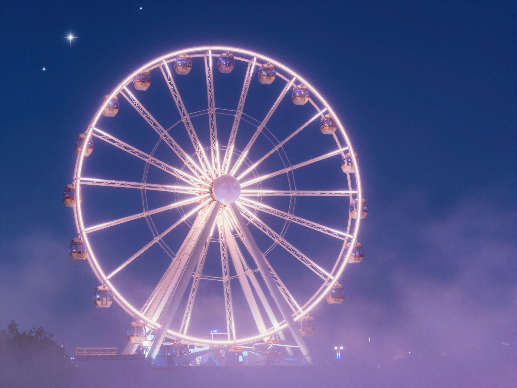 Sognare ruota panoramica illuminata simboleggia gioia e speranza notturna.